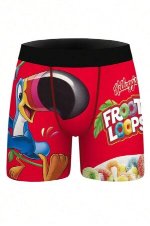 Men's Snack & Digital Print Breathable Comfortable Boxer Briefs