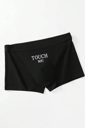"TOUCH ME" Bold Letter Print Men's Flat Underwear - Ultra-Soft, High Stretch, Breathable & Lightweight